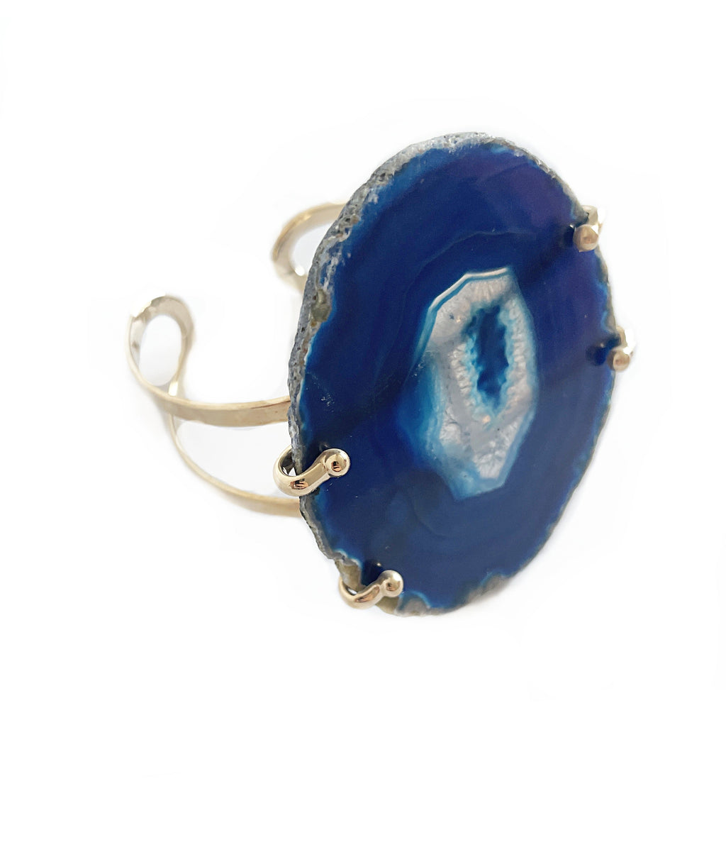 Achat Armreif blau vergoldet Crystal and Sage Jewelry