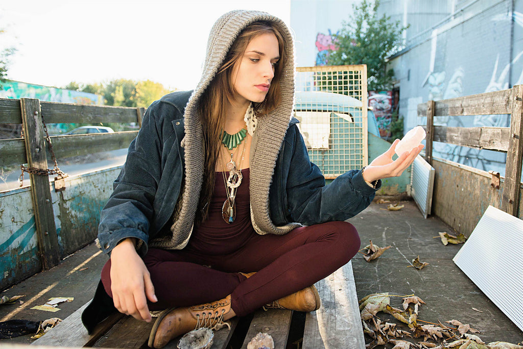 Bergkristall Halskette, vergoldet Crystal and Sage Jewelry