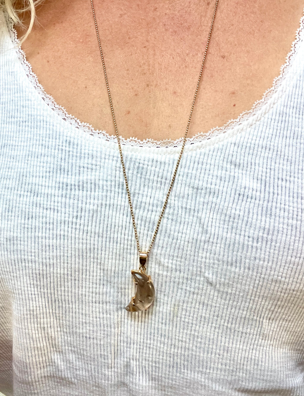 Rauchquarz Mond Kette vergoldet Crystal and Sage Jewelry