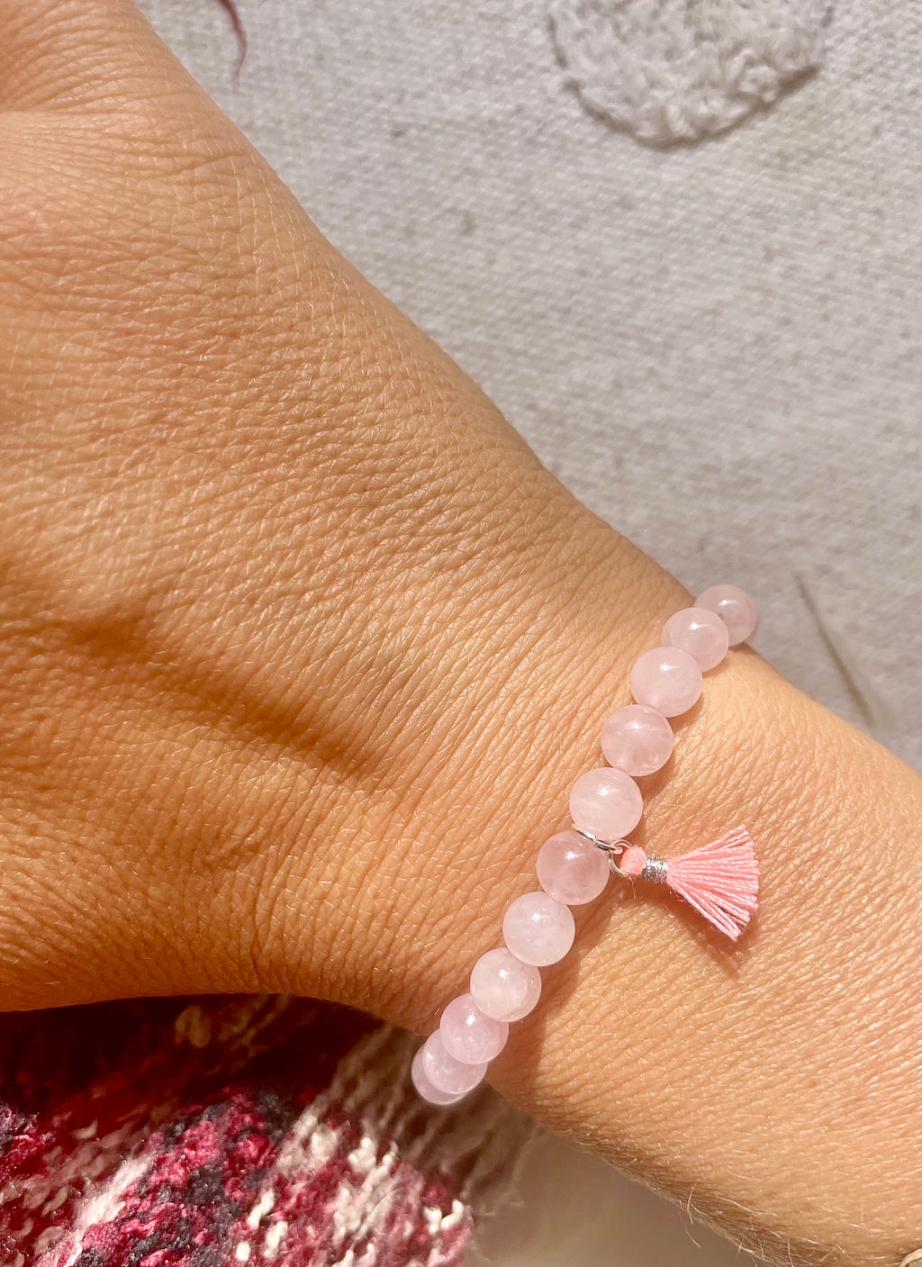 Rosenquarz Armband mit Quaste oder ohne Crystal and Sage