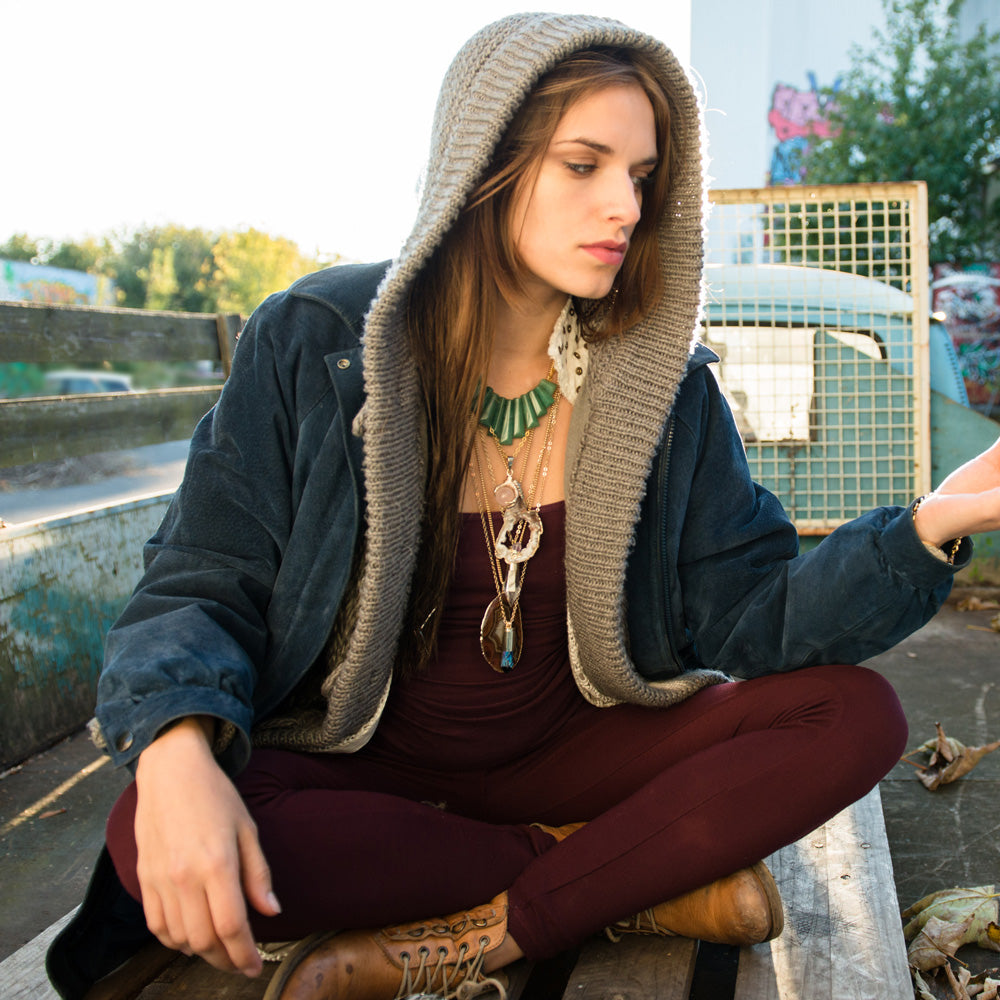 Achat Edelsteinkette mit Achatscheibe und Zitrin Crystal and Sage Jewelry