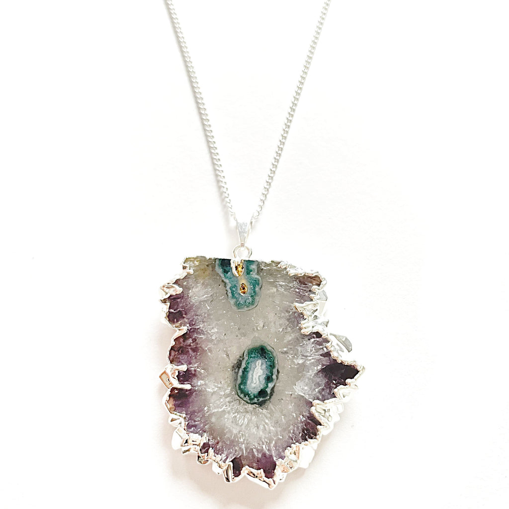 Amethyst Stalaktit Halskette versilbert Crystal and Sage Jewelry