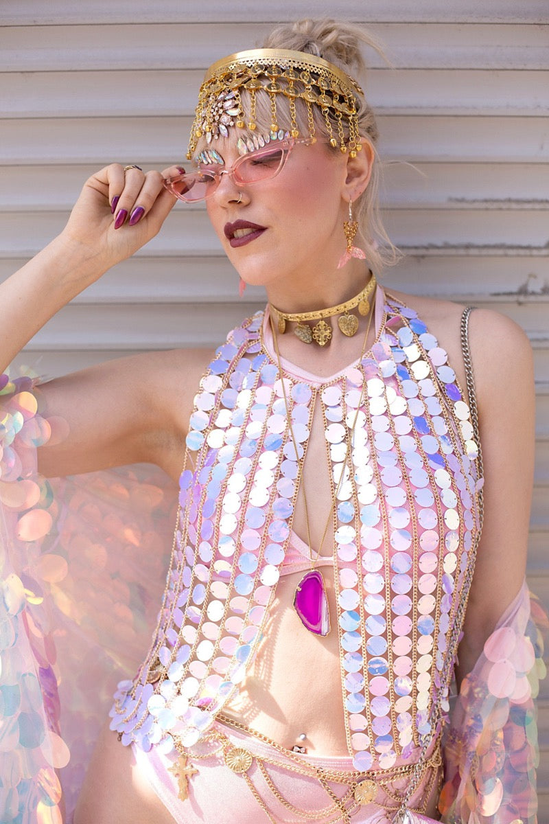 Achat Halskette pink vergoldet Crystal and Sage Jewelry