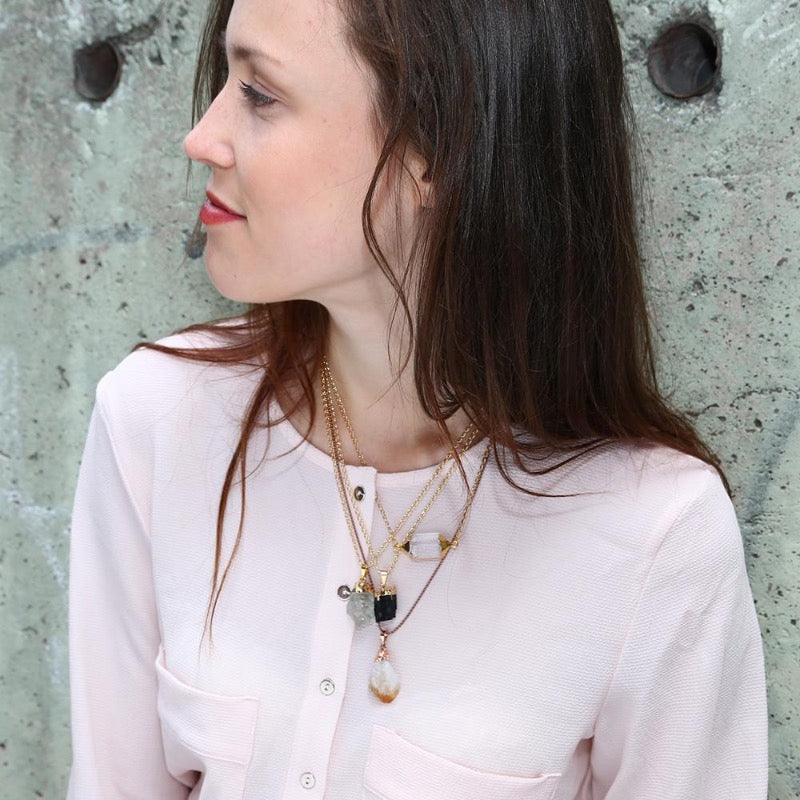 Prasiolith Halskette vergoldet Crystal and Sage Jewelry