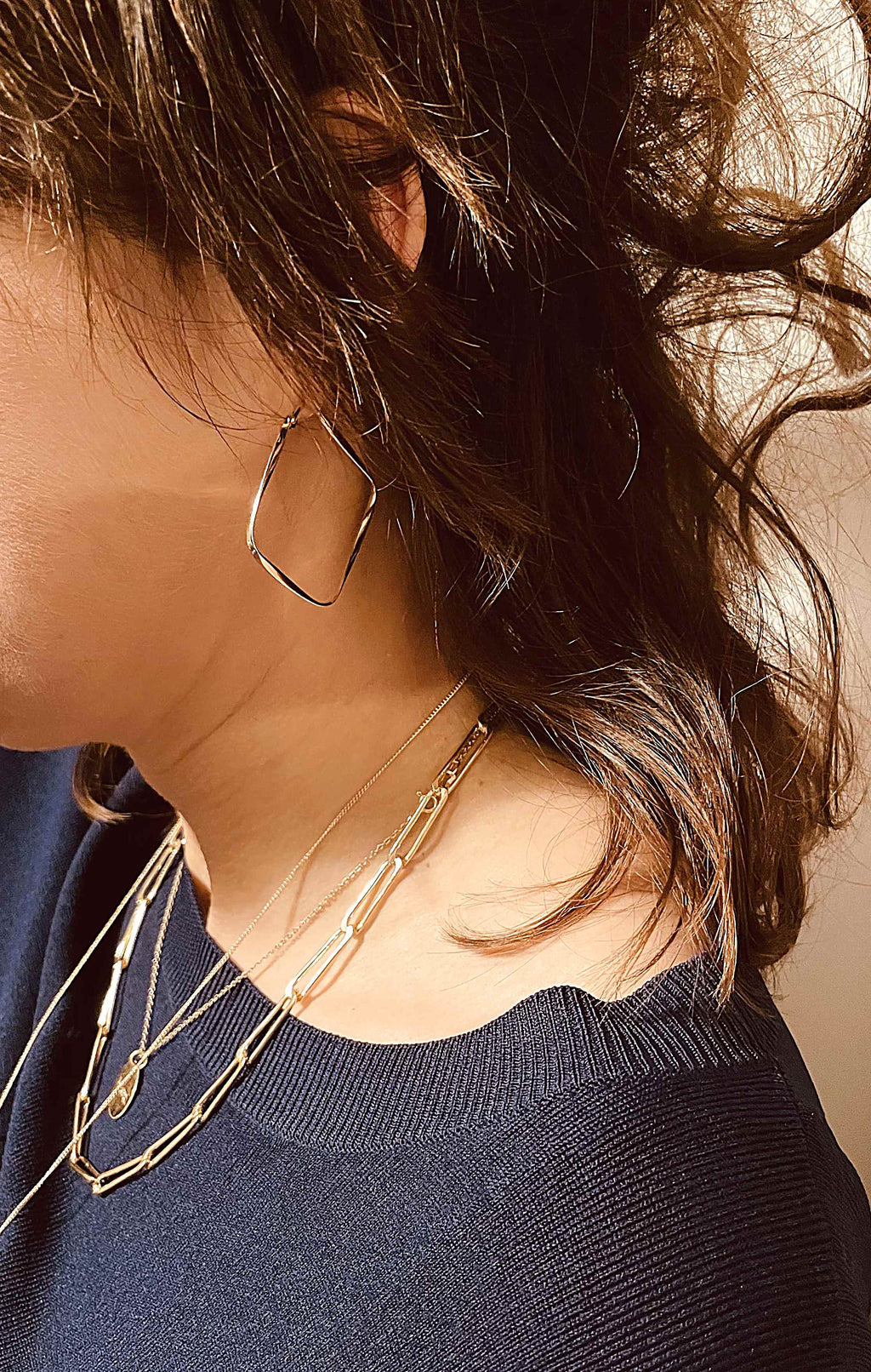 Kreole aus 925 Sterling Silber eckig, vergoldet Crystal and Sage