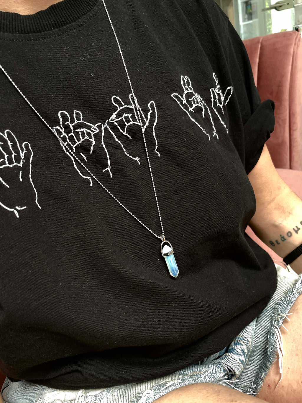 Moon Stone Halskette (Opalit) versilbert Crystal and Sage Jewelry