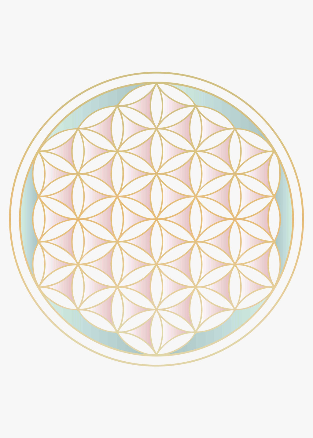 Poster Blume des Lebens, pastellfarbend Crystal and Sage