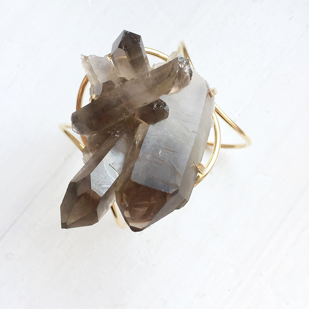 Rauchquarz-Armreif vergoldet Crystal and Sage Jewelry
