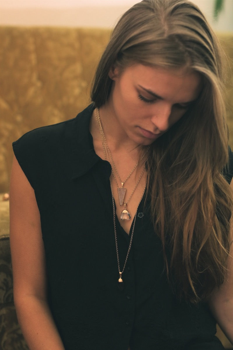 Rosenquarz Halskette, vergoldet Crystal and Sage Jewelry