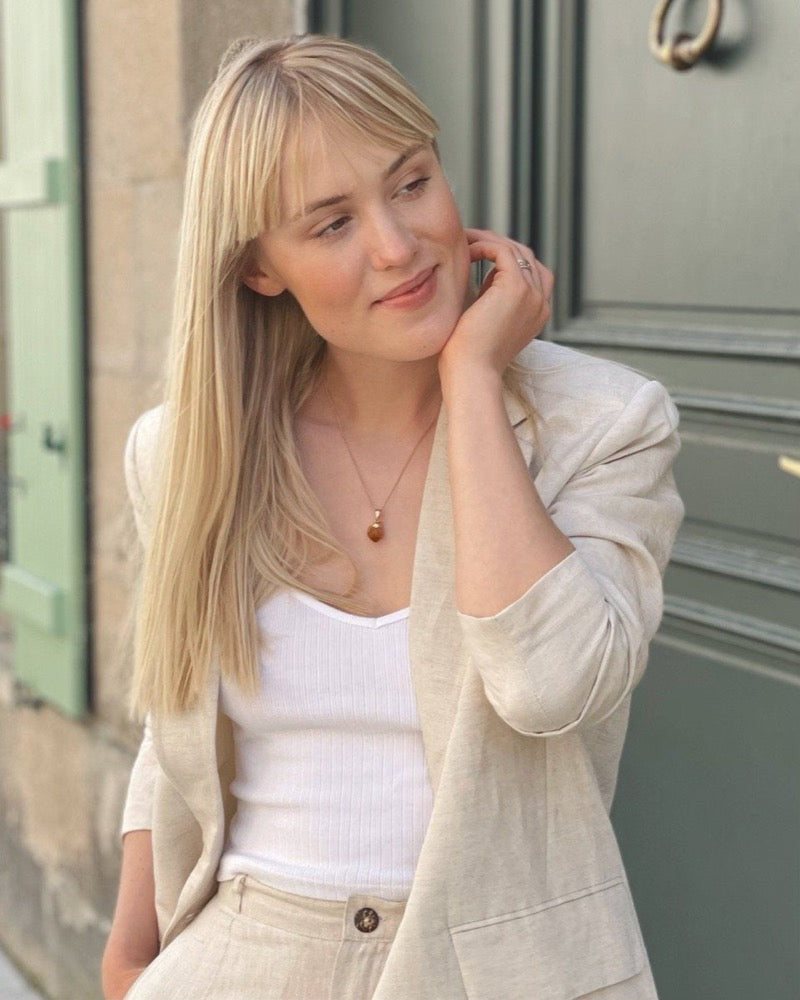 Zitrin Halskette vergoldet