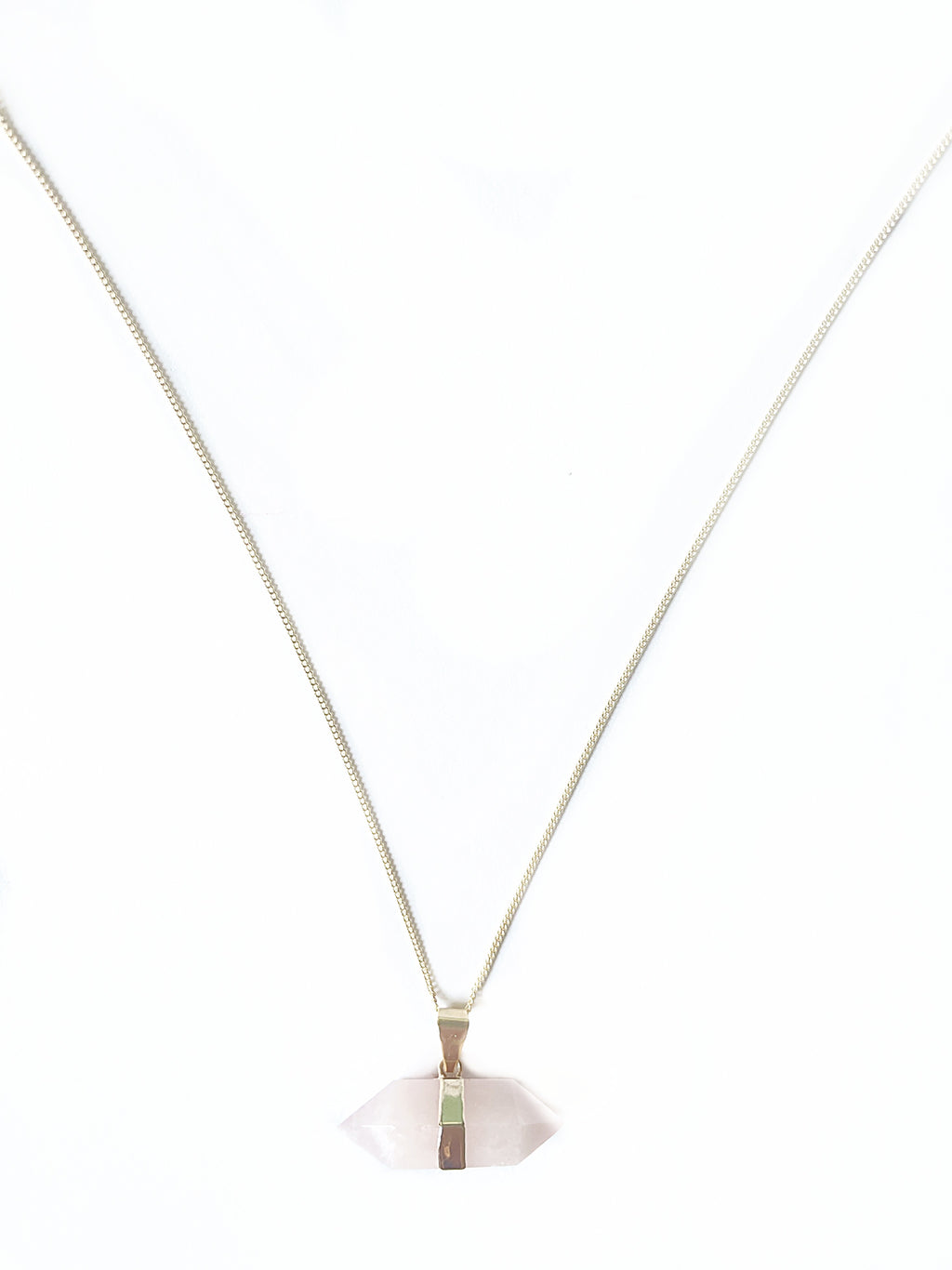 Rosenquarz Diamond Halskette vergoldet Crystal and Sage Jewelry