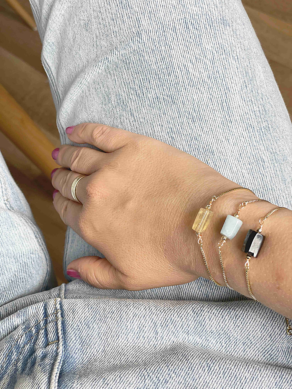 Turmalin (Schörl) Armband vergoldet Crystal and Sage Jewelry