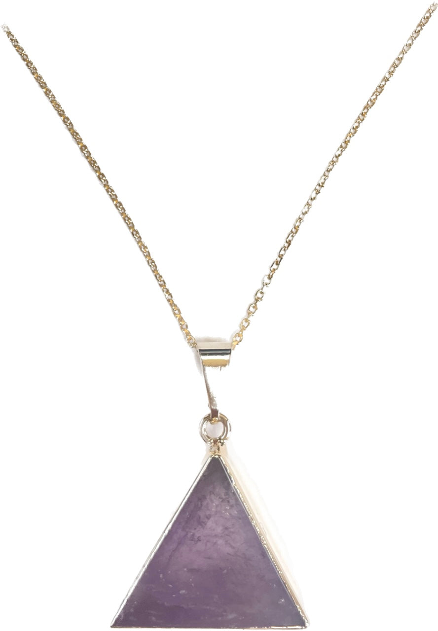 Amethyst Dreieck Halskette, aufrecht, vergoldet Crystal and Sage Jewelry