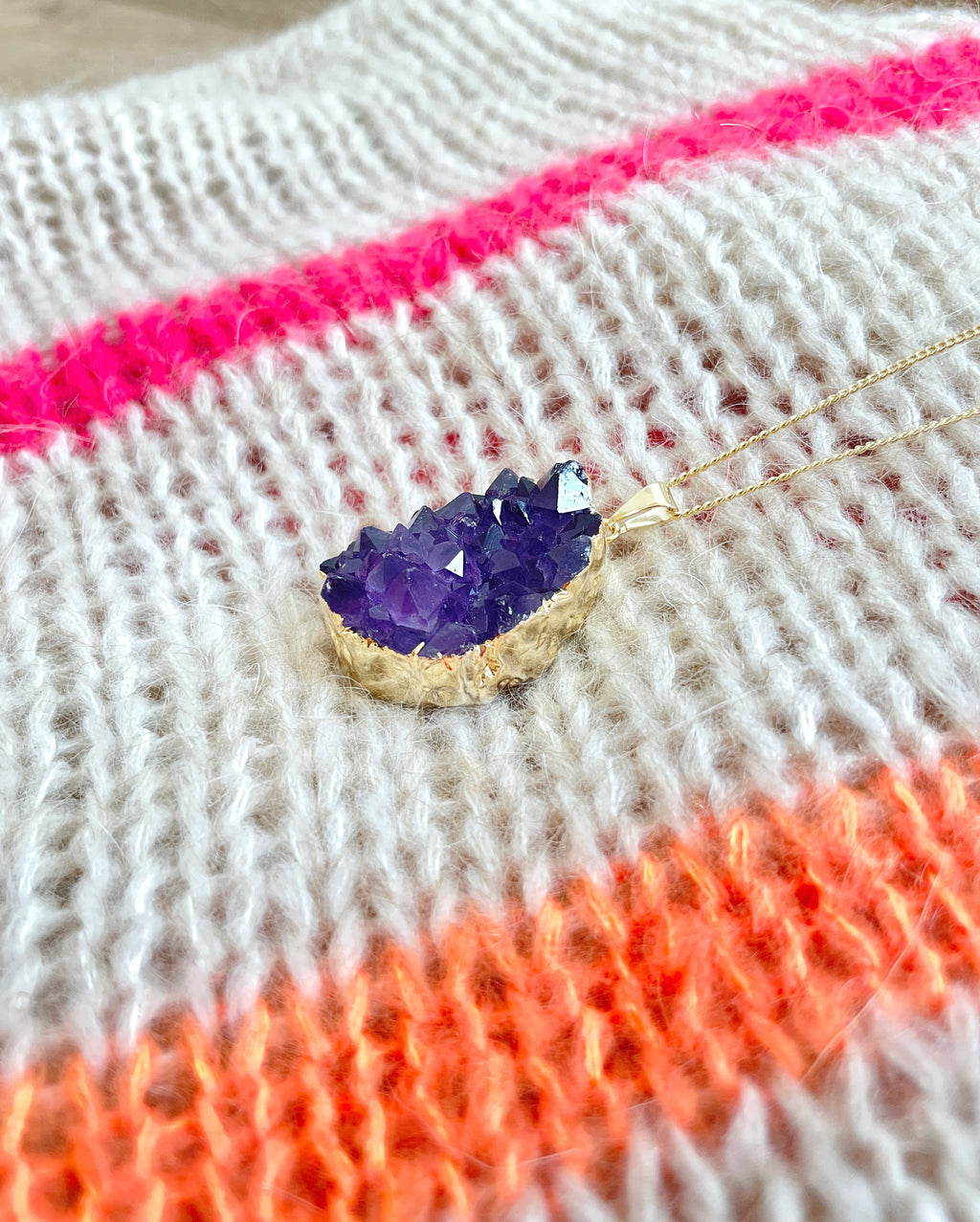 Amethyst Geode Halskette vergoldet Crystal and Sage Jewelry