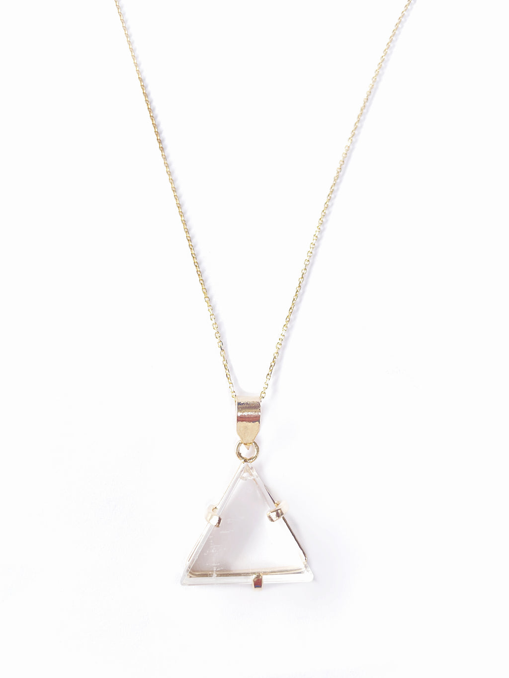 Bergkristall Halskette als Dreieck vergoldet Crystal and Sage Jewelry