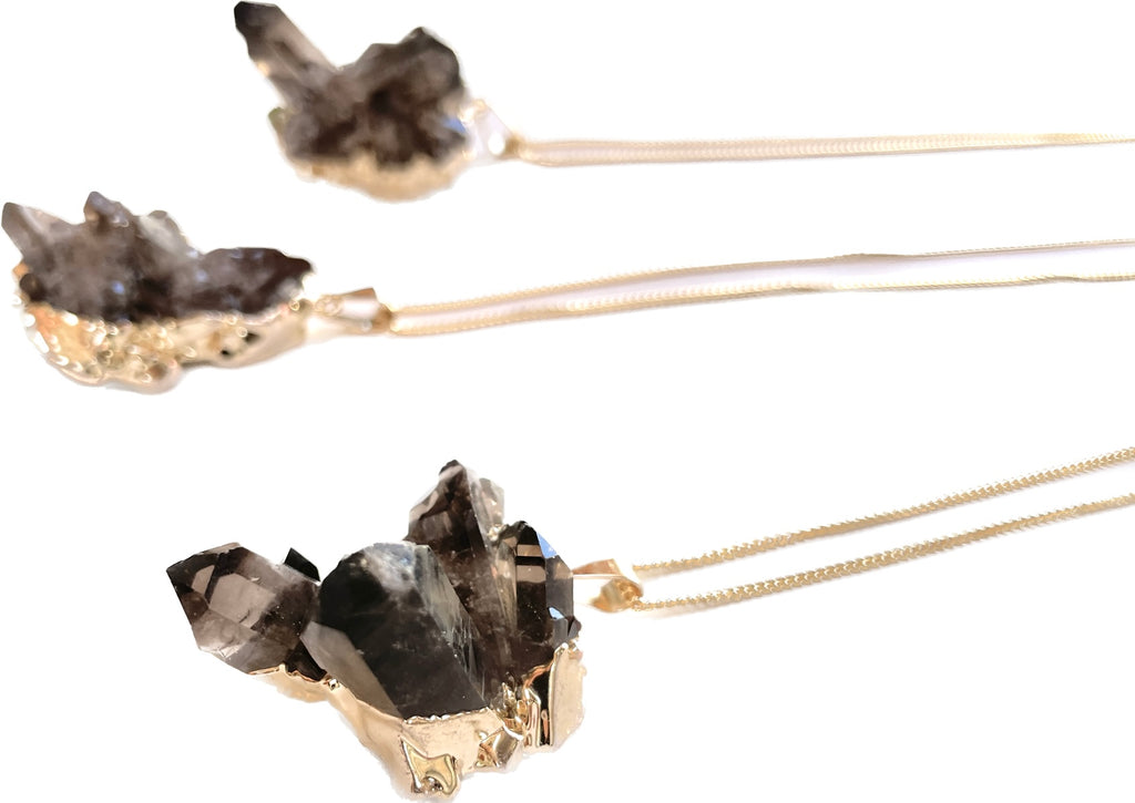 Rauchquarz Cluster Halskette vergoldet Crystal and Sage Jewelry