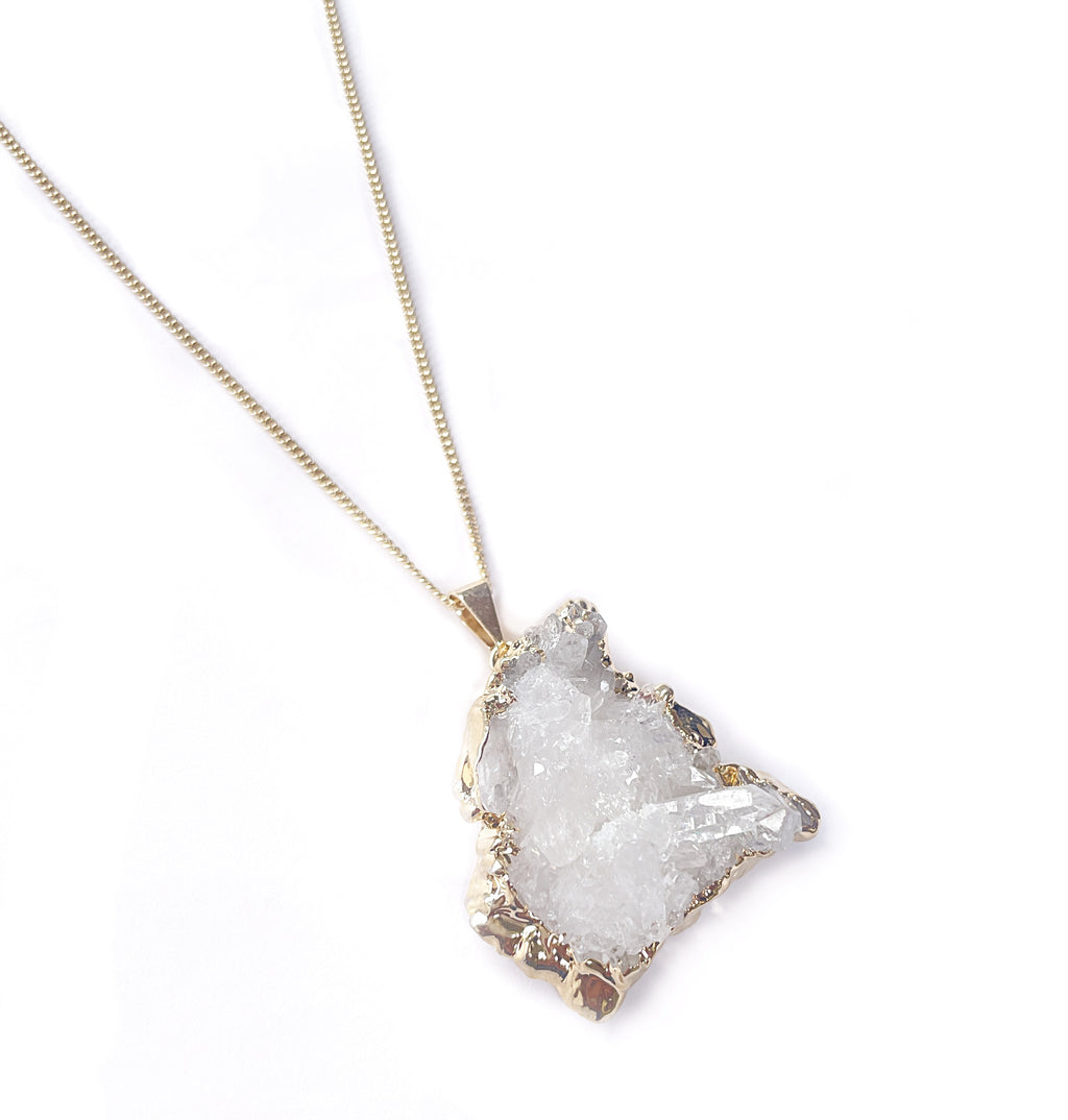 Bergkristall Cluster Halskette vergoldet Crystal and Sage Jewelry
