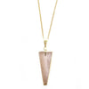 Collar de piedras preciosas de cuarzo rosa en forma de triángulo, estrecho, chapado en oro