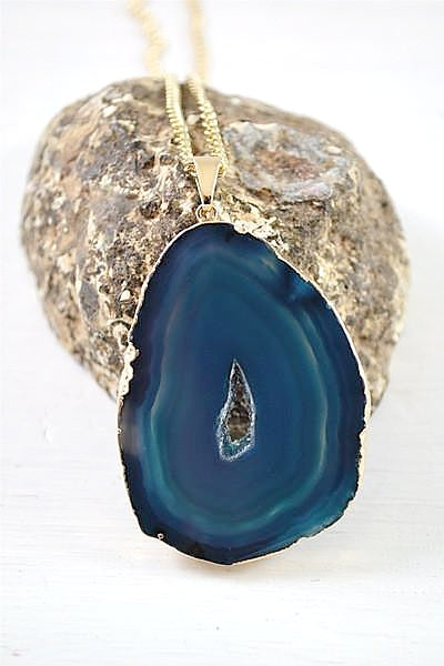 Achat Halskette blau vergoldet Crystal and Sage Jewelry