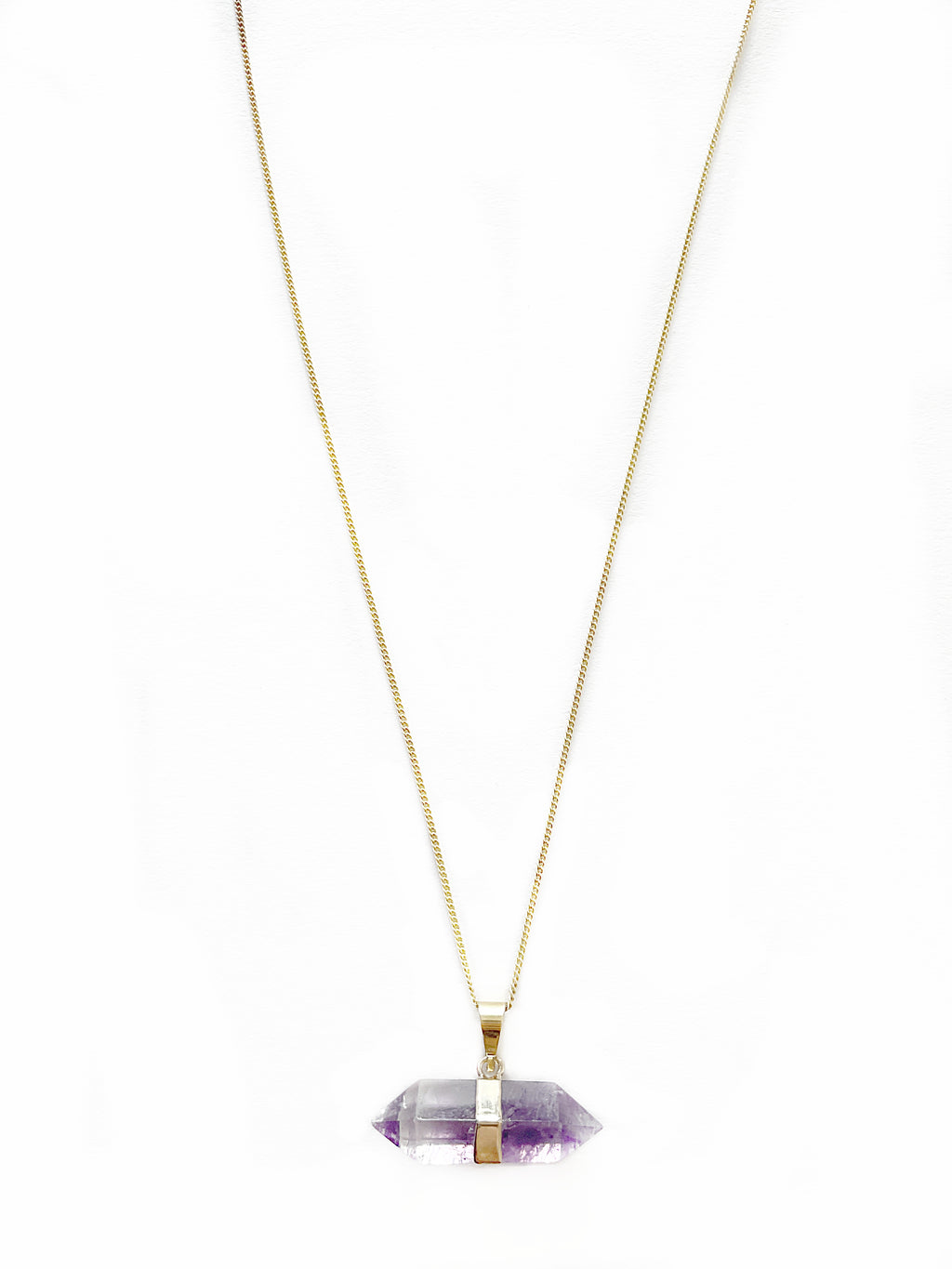 Amethyst Diamond Necklace Gold Plated