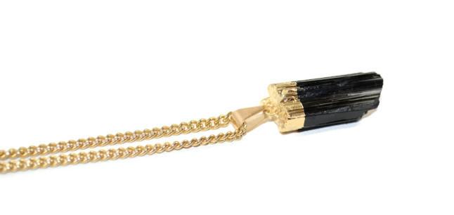 Black - vergoldeter Turmalin-Halskette Crystal and Sage Jewelry