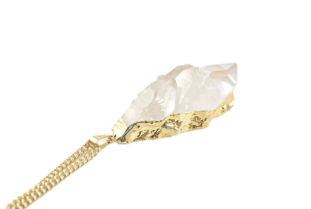 Gold Cluster - vergoldete Bergkristall Halskette Crystal and Sage Jewelry