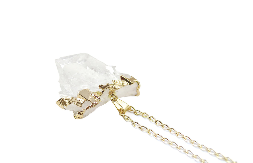 Gold Cluster - vergoldete Bergkristall Halskette Crystal and Sage Jewelry