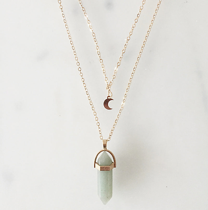 Moon - Aventurin Halskette mit Mond Crystal and Sage Jewelry