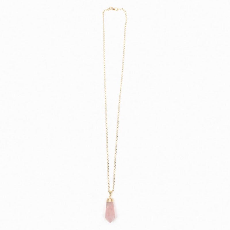 Rosy - vergoldete Rosenquarz Halskette Crystal and Sage Jewelry