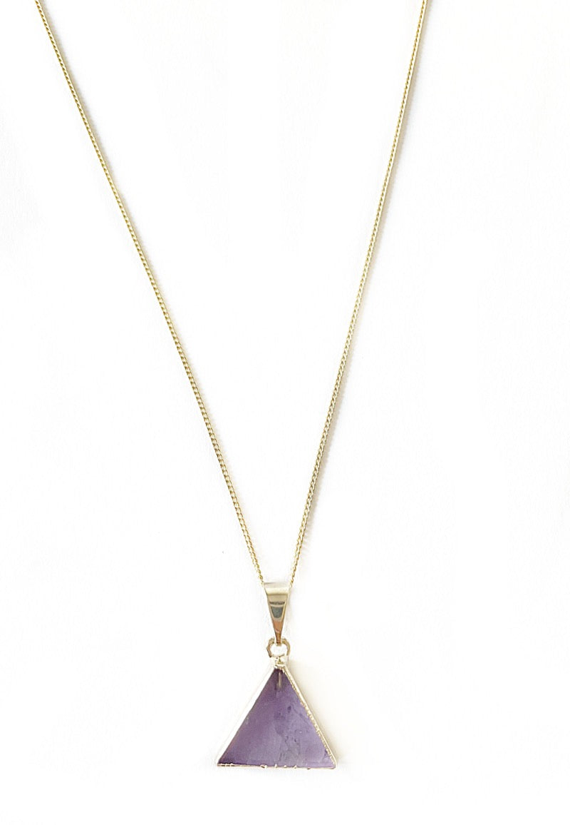 Amethyst Dreieck Halskette, aufrecht, vergoldet Crystal and Sage Jewelry