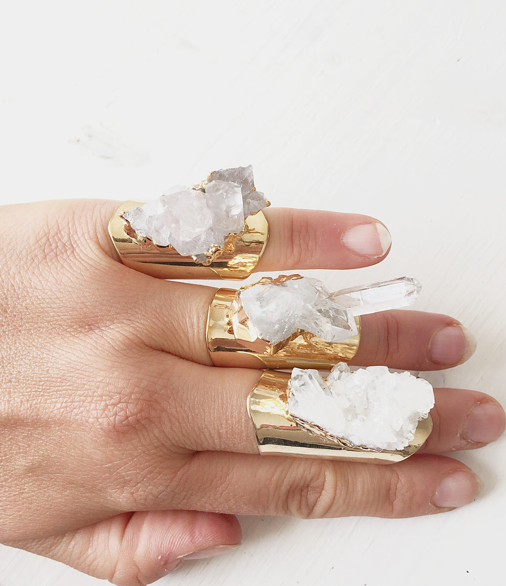 Bergkristall Ring versilbert Crystal and Sage Jewelry